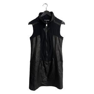 MC Planet Innate S Moto Zip Dress Sleeveless Black Faux Suede Vest Grunge Jacket